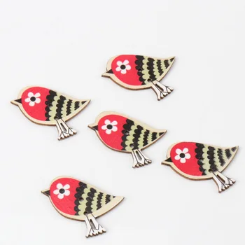 Düğme giysi aksesuarları Mix Renk Karikatür Sevimli Kuş Ahşap Düğmeler Botones El Yapımı Aksesuarlar Dekorasyon 31x27mm 20 adet