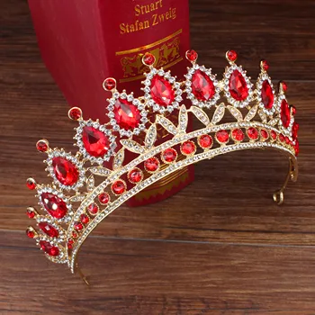 Düğün gelin tacı Taç Kraliçe Gelin Kristal Diadem Saç Süsler Kafa Takı Aksesuarları Kadın Pageant Başlığı