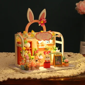 Dıy Mini Ahşap Dollhouse Minyatür Bebek Evi Aksesuarları Kiti Durumda Oyuncaklar Çocuk Doğum Günü Yılbaşı Hediyeleri için B009