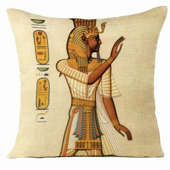 Dış Ticaret Yeni Mısır Firavunu Keten Baskı Ev Yastık Kapakları Retro kanepe minder örtüsü Araba ofis koltuğu Bel Yastık Kılıfı