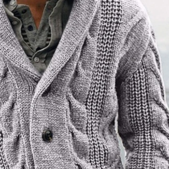 E-BAIHUI Hırka Erkek V Yaka Katı Jakarlı erkek Kış Kazak Örme Düğme İnce Sıcak Ceket Vintage Triko Sweatercoat