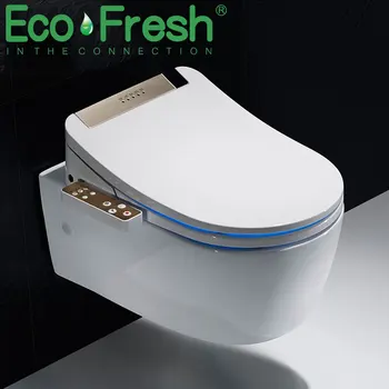 Ecofresh banyo akıllı tuvalet oturağı kapak elektronik bide temiz kuru koltuk ısıtma wc altın akıllı led ışıklı tuvalet koltuk