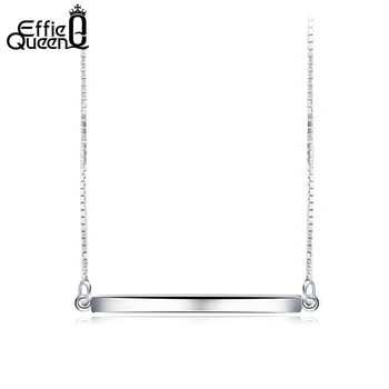Effie Kraliçe Yeni Moda Basit Bar Kolye Kadınlar Için Gerçek 925 Ayar Gümüş Charm Hediye Takı Ücretsiz Kargo BN09