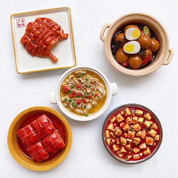 El-boyalı Çin Gıda Çay Yumurta Mapo Tofu Kızarmış Domuz 3D Buzdolabı Mıknatısları Hediyelik Eşya Buzdolabı Manyetik Çıkartmalar Hediye