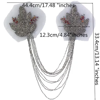 El yapımı Apolet Boncuk Püskül Rhinestones Kristal Çiçek Omuz Apoletleri Yamalar Blazer Aksesuarları 2 adet