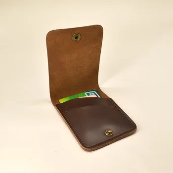 El yapımı Mini Kart Kımlık Tutucular Gerçek Deri Kredi kart tutucu Erkek Kadın Iş Kart Sahibi Cüzdan Porte Carte Korumak için