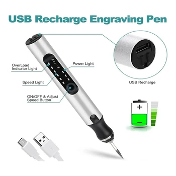 Elektrikli gravür oyma kalemi Kiti USB Şarj Edilebilir Gravür Akülü Carve Aracı Gravür Oyma Özelleştirme DIY Ve El Sanatları