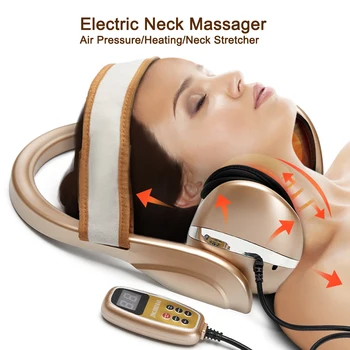 Elektrikli hava yastığı boyun masajı kızılötesi ısıtma boyun masajı titreşim hava basıncı servikal omurga omuz sedye ağrı kesici