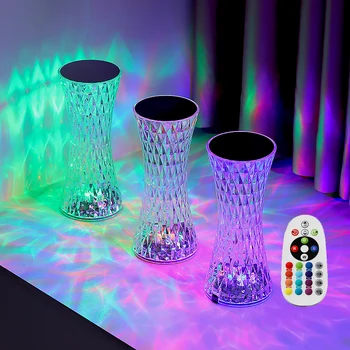 Elmas Masa Lambası 3/16 Renk Dokunmatik Uzaktan Kumanda Kristal Gece Lambası USB Şarj edilebilir Akrilik masa lambası LED atmosfer ışığı
