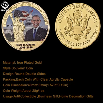 En 44th Amerikan Başkanı Barack Hüseyin Obama Altın/Gümüş Sikke Beyaz Saray özgürlük heykeli Nadir Sikke Koleksiyonu