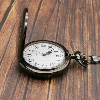 En iyi vintage nostaljik hediye baba için kuvars cep saati steampunk siyah kuvars cep saati hatıra erkek saat