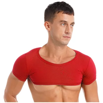 Erkek Clubwear Erkek Giyim Yuvarlak Boyun kısa kollu tişört Rahat Düz Renk Yarım Kırpma Üstleri Spor Üstleri Rave Parti Kıyafet