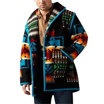 Erkek Giyim 2021 Avrupa Amerikan Ins Rüzgar Sonbahar Kış Sıcak Tarzı Baskılı Moda Kısa Ceket Yün Ceket Erkekler
