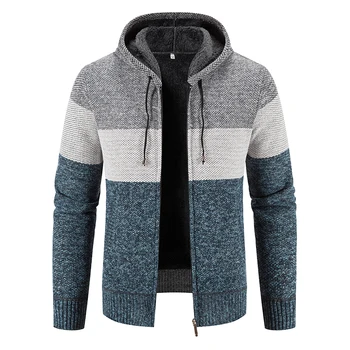 Erkek Kapüşonlu Kazak Hırka Sweatercoats Ceketler Kalın Sıcak Kazak Kış Casual Hırka Hoodies Slim Fit Hırka 4XL