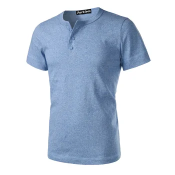 Erkek Kısa Kollu Ağır Temel 3 Düğme Henley Tshirt 2019 Marka Yeni Slim Fit V Boyun Kalın Pamuklu Tişört Homme Beyaz