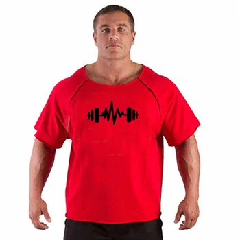 Erkek Moda Rahat Gevşek Büyük Boy kısa kollu tişört Bırakılan Omuz fitness giysileri T Shirt Yaz erkek spor atleti Tees Tops