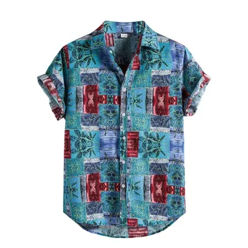 Erkek Rahat Çiçekler Baskı Kısa Kollu havai gömleği Bluz Erkek Giyim Streetwear havai gömleği s Erkekler İçin camisa masculina