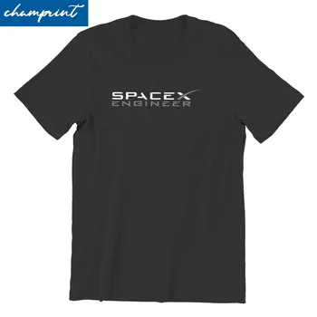 Erkek SpaceX Elon Misk Mühendisi T Gömlek Uzay X Logo Ağır Roket Pamuk Giyim Komik Kısa Kollu Tee Gömlek Orijinal T-Shirt
