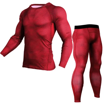 Erkek T Shirt Pantolon Seti 2 Parça erkek Spor Sıkıştırma Takım Elbise Joggers Spor Taban Katmanı Gömlek Tayt Rashguard Giysileri