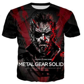 Erkekler Kadınlar Yaz Moda Rahat Harajuku Tarzı 3D Oyun Metal Gear Solid baskılı tişört Unisex Moda Büyük Boy Streetwear Tops