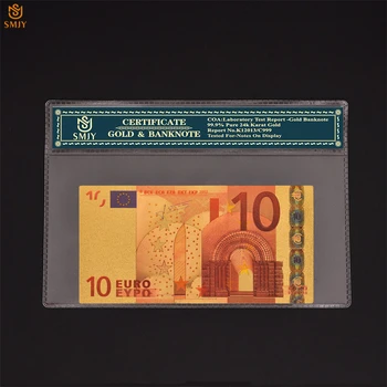 Euro Altın Banknotlar 10 Euro Renk Altın Folyo Faturaları not kağıdı Para Koleksiyonu Patriot Anıt Hediye