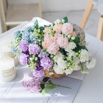 Ev Düğün Dekorasyon için ipek Ortanca Yapay Çiçekler