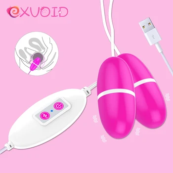EXVOID Uzaktan Güçlü Vibratörler Kadın Seks Oyuncakları Kadınlar için Çift Yumurta Vibratör G-spot Masaj 12 Frekans USB Güç Seks Shop
