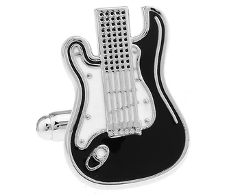 Fabrika Fiyat Perakende Gömlek Kol Düğmeleri Erkekler İçin Moda Pirinç Bakır Malzeme Siyah Beyaz Gitar Tasarım Kol Düğmeleri Ücretsiz Kargo