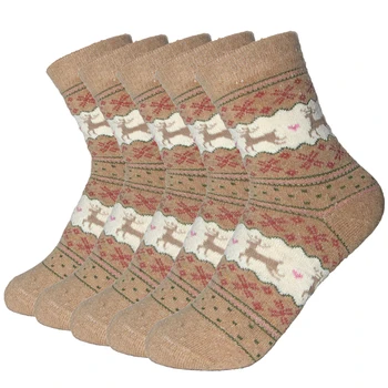 Fashio Yeni Tavşan Yün Kaliteli Bayan İlkbahar Sonbahar Kış sıcak tutan çoraplar Yumuşak Iş Rahat Klasik Geyik Taze Desen Meias Çorap