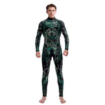 FCCEXIO 2 Renk Ultra Teknoloji Desen 3D Baskı Seksi Bodysuits Kadınlar / Erkekler Uzun Kollu Cosplay 2022 Yeni Tulum