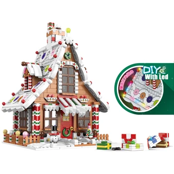 Fikir Noel Seti Santa Ren Geyiği Arabası Yapı Taşları Prenses Kale Müzik Kutusu Tuğla Noel Ağacı Zencefilli Ev çocuk için oyuncak