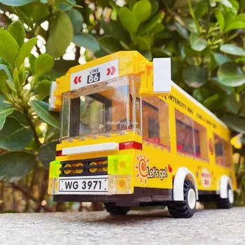 Fikir Serisi Modern Otobüs Yapı Taşları Sevimli Şehir Okul Otobüsü Çift Katlı Otobüs Tuğla Modeli Seti Oyuncaklar Çocuklar İçin Doğum Günü Hediyeleri