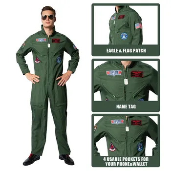 Film Askeri Tarzı Havacılık Top Gun: Maverick Tulum Üniforma Cosplay Kostüm Erkekler Yetişkin Pilot Cadılar Bayramı Kıyafetleri Suit