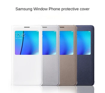Flip kapak Deri Telefon Kılıfı İçin Samsung Galaxy Not 5 4 N920 Note4 Note5 N9000 İnce Şeffaf Görünüm Penceresi Kılıf Funda