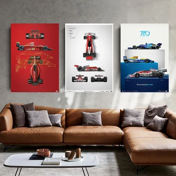 Formula 1 Decades1950-2000s Yarış Arabası Posteri Racer Spor Araba 80s Boyama Duvar Sanatı Ev Bar Kawaii Odası Dekor Tuval Posterler