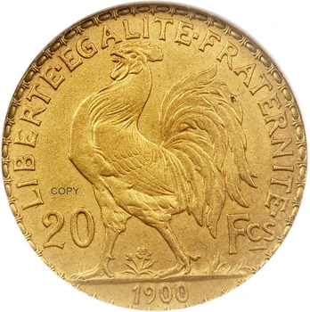 Fransa Üçüncü Cumhuriyeti 1900 20 Frangı Altın Marianne Horoz Pirinç Metal Kopya Para Liberte Çoğaltma Üretim