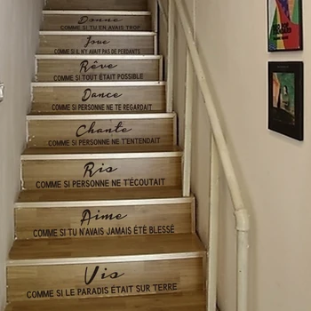Fransız Merdiven Sticker Vinil Çıkarılabilir Oyma Sticker Duvar Çıkartması Art Deco Boyama Oturma Odası Dekorasyon Ev DecorationDW1008