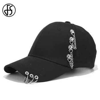FS 2020 Yaratıcı hip hop şapka İle Halka Demir Zincir Beyzbol Kapaklar Erkekler Kadınlar İçin Sokak Stili Pamuk Ayarlanabilir Snapback Şapka Kemik