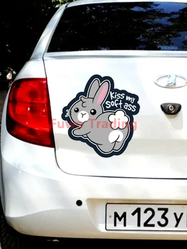 Fuwo Ticaret Araba Sticker Tavşan Yumuşak Göt Sevimli Karikatür Su Geçirmez Etiket Motosiklet Bavul Kaykay Buzdolabı Kask Sticker PVC