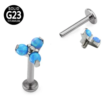 G23 Titanyum Opal Taş Blaze Çiçek Labret Damızlık Helix Kulak Kıkırdak Küpe Labret Dudak Yüzük Vücut Piercing Takı 16G