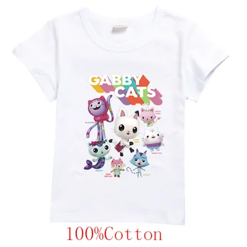 Gabbys Dollhouse T Shirt Çocuk KEDİLER-TASTİC Giysileri Toddler Kız Kısa Kollu Üstleri çocuk giyim Erkek Rahat O-boyun Tişörtleri