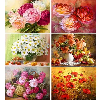 GATYZTORY Çapraz Dikiş Nakış Çiçek pamuk ipliği Boyama DIY Dikiş Kitleri 14CT Kış Ev Dekorasyon