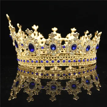 Gelin tiara taç Headdress düğün Saç Takı Rhinestone Kristal Kraliçe Kral Tiaras ve Taçlar Pageant Diadem Saç Süsler