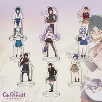 Genshin Darbe Mini Ayakta Anime Anahtarlık Hu Tao Keqing Anahtarlık Kadınlar Yaratıcı şekilli kalıp Plaka Anahtarlık Akrilik Hediyeler