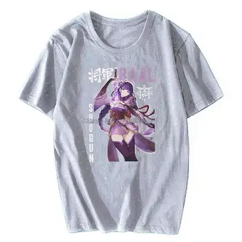 Genshin Darbe Oyun erkek Tİşört Raiden Shogun BAAL Moda T Shirt Yaz pamuklu tişört Anime Tee Boy Harajuku Streetwear