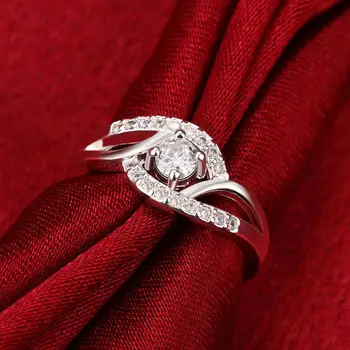 Geometri Zirkon Estetik Yüzükler Kadınlar İçin 925 Ayar Gümüş Yüzük Gelin Düğün Lüks Takı Aksesuarları Ücretsiz Kargo