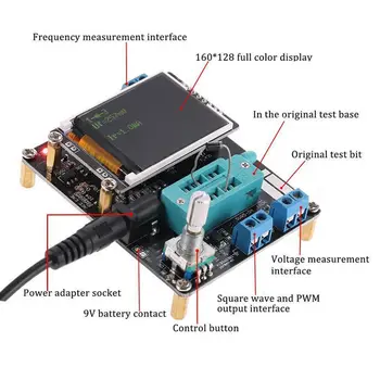 GM328A 160x128 lcd ekran Transistör Test Cihazı Diyot Kapasite Gerilim Frekans Metre PWM Kare Dalga Sinyal Jeneratörü Testi