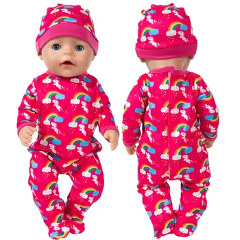 Gökkuşağı Tulum Takım Elbise oyuncak bebek giysileri İçin Fit 43cm doğan bebek oyuncak bebek giysileri yeniden doğmuş Bebek Aksesuarları