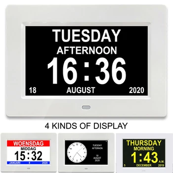 Görüntülemek için Çoklu Dil ile 12 Alarm Dijital LED Takvim Saati. Yaşlılar için İlaç Zamanı Hatırlatıcısı.Ev Masası Duvar Dekorasyonu