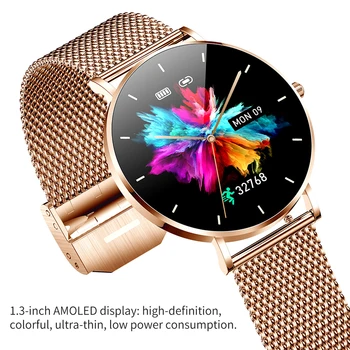 Gül Altın akıllı saat Kadın Erkek AMOLED Smartwatch Lüks Akıllı Saat Android IOS İçin Spor İzci Akıllı izle Trosmart T8
